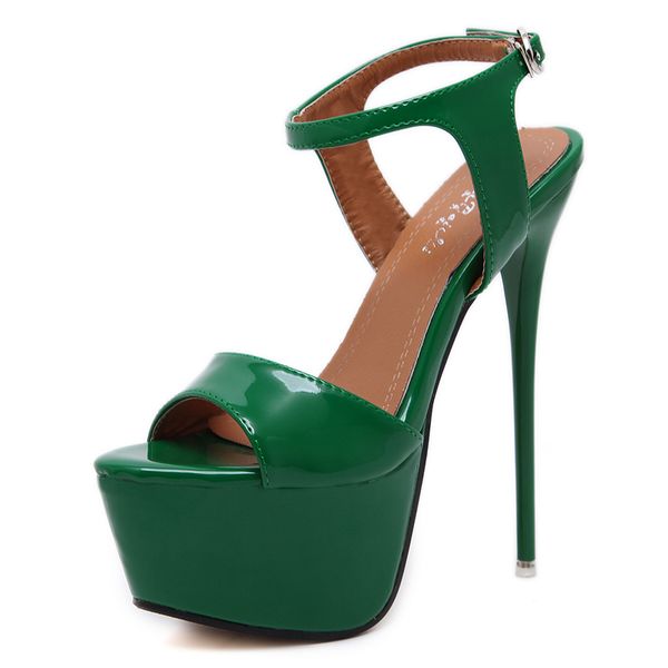 

size 34-46 pu leather high heels sandals 16cm stripper shoes summer wedding party shoes women gladiator platform sandals, Black