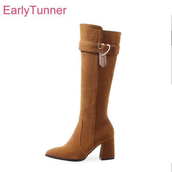 

2018 brand new winter comfortable yellow black women knee high boots high heels lady shoes eb830 plus big small size 11 32 43 47