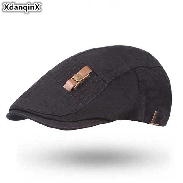 

xdanqinx men's 100% cotton berets hat 2019 new style fashion personality hip hop caps for men adjustable size brands cap, Blue;gray