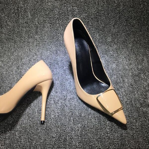 Kutu 3083 Tasarımcı Seksi Kadınlar Yüksek Topuklu Pompalar 7 9 Cm Çıplak Deri Saçımlı Ayak parmakları Elbise Ayakkabı Ofis Kariyer Partisi Balo Ayakkabıları