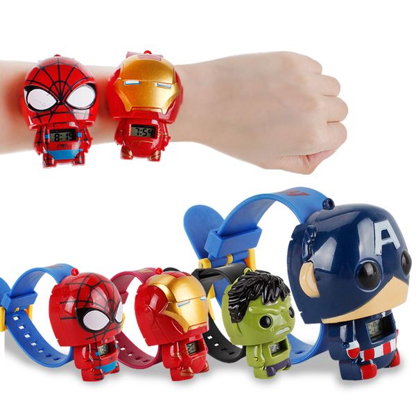 

kids avengers deformation watches 2019 new children super hero cartoon movie captain america iron man hulk watch toys c1695, Blue