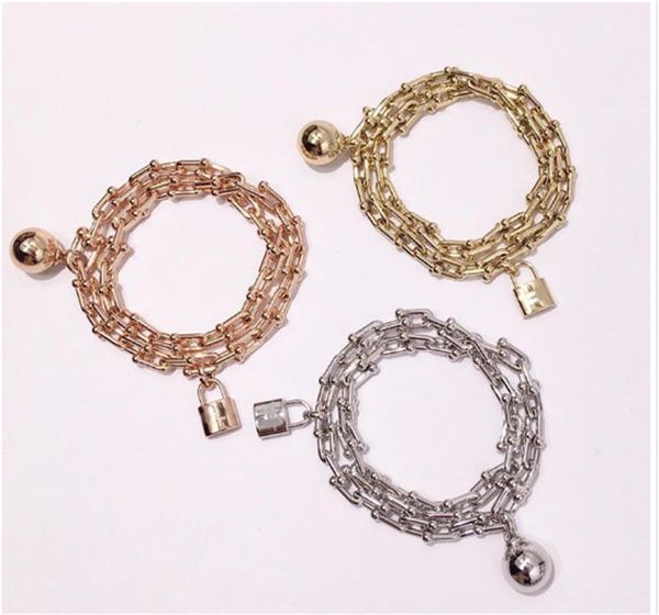 

высокое качество u образный замок браслет для женщин титановый стальной браслет, Golden;silver