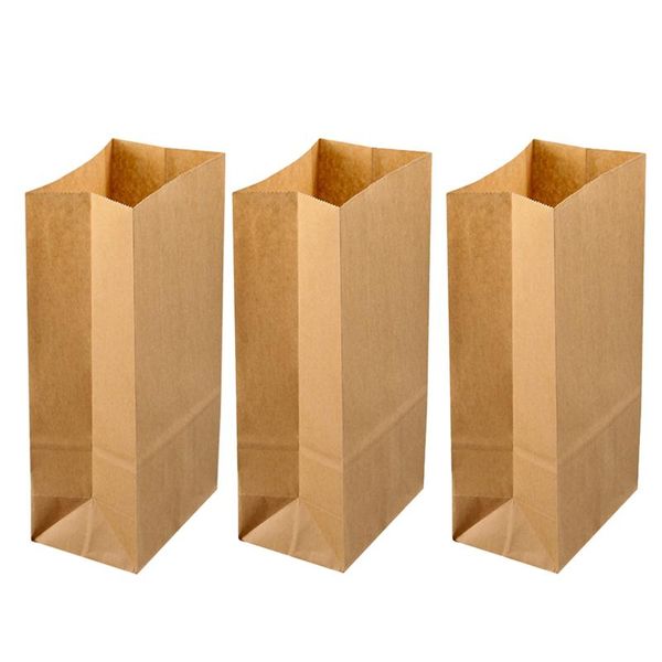 

100pcs kraft paper bags breakfast square bottom paper bags candy baking dessert party