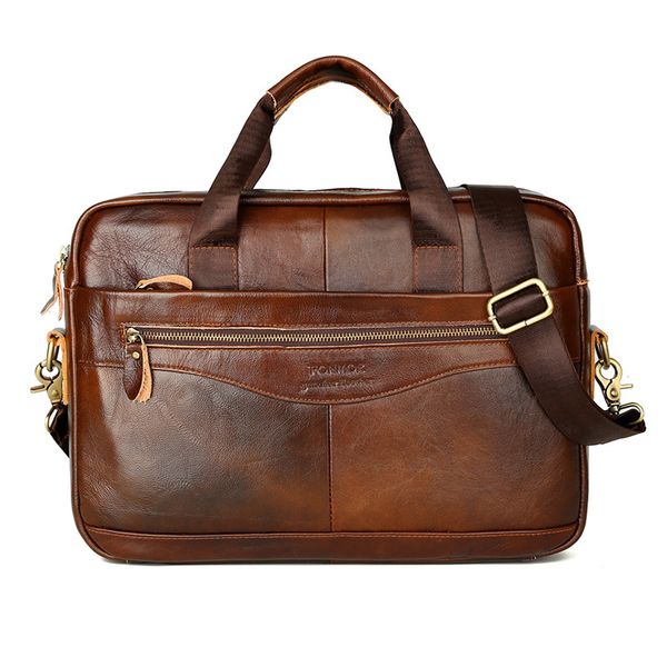 

vintage brand design men's briefcase real cowskin handbag new wild casual simple shoulder bag male men business bag laptop