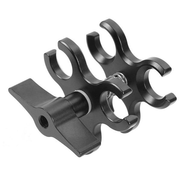 

upgrade clamp 3-hole aluminum triple butterfly clip diving light arm ball head mount adapter for action camera flashlight tripod