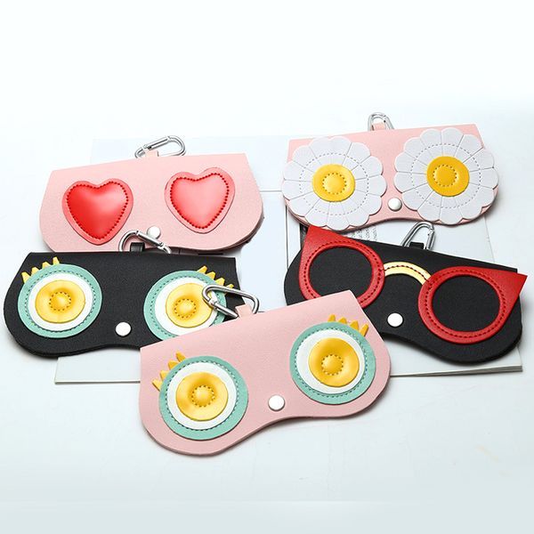 

cute sunglasses case women pu leather cartoon eye glasses bag fashion girls chic storage protection sun glasses box high quality, Silver