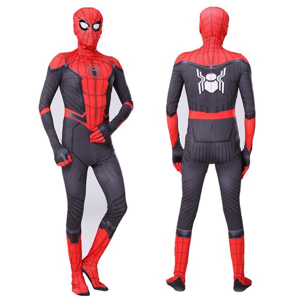 

new spider man far from home cosplay costume zentai bodysuit spandex suit for adult/ kids costumes, Black;red