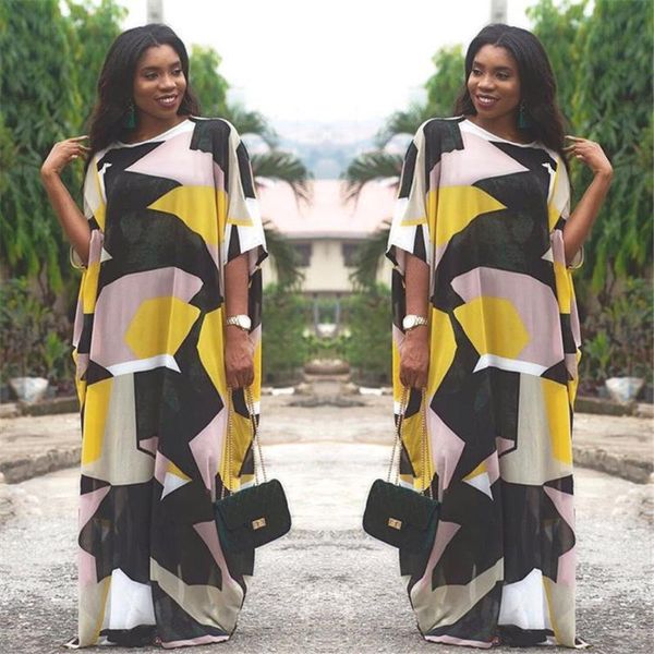 

baibazin африканский dashiki платье вскользь шею с коротким рукавом печатный сумка свободные лето женские платья, Red