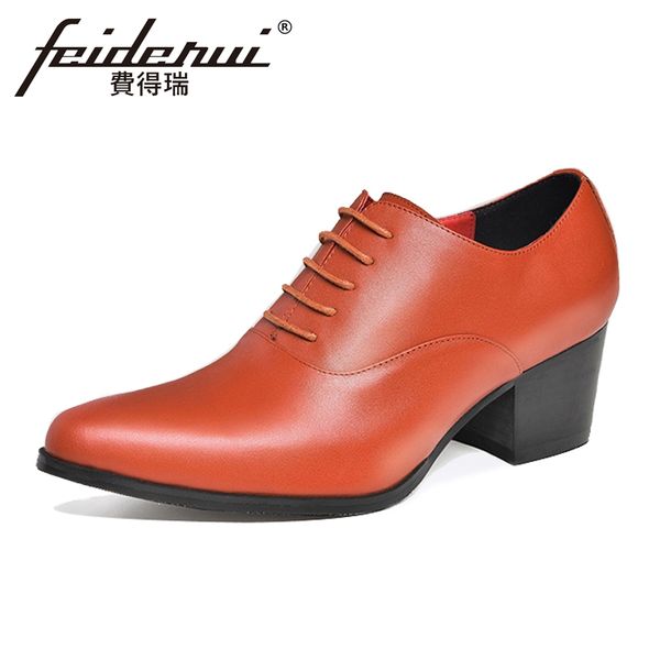 

classic designer handmade genuine leather high heels runway men's oxfords pointed toe height increasing man wedding shoes hqs245, Black
