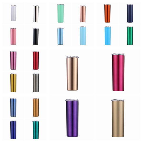 

skinny tumbler stainless steel straight cups with lids straws vacuum insulated mug beer coffee mugs water bottle 27 colors lxl936a