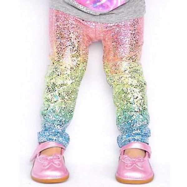 

girls mermaid sequin gradient legging kids tights pants colorful skinny stretchy pencil pants designer baby princess pants qqa26, Black