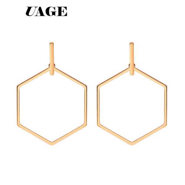 

uage punk fashion jewelry smooth hexagon big hoop earrings for women lady large geometric hollow statement loop earring gifts, Golden;silver