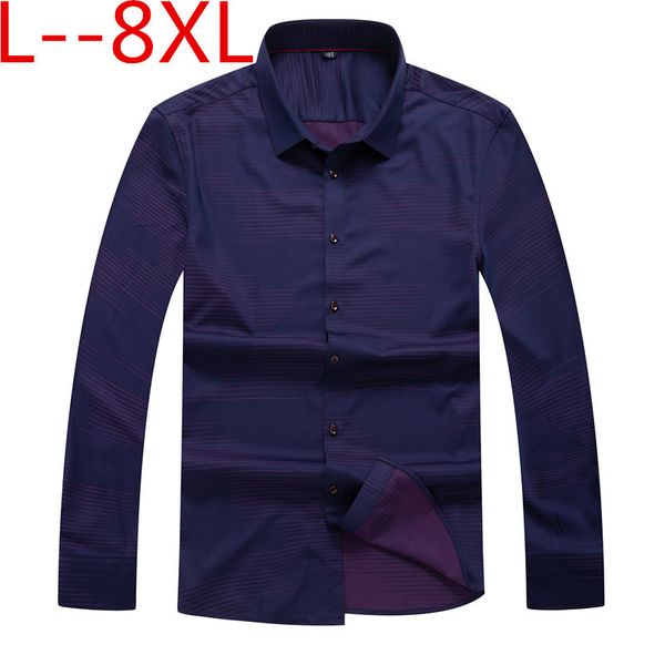 

plus size 10xl 8xl 6xl new autumn spring brand men clothes slim fit men long sleeve shirt print casual shirt social, White;black