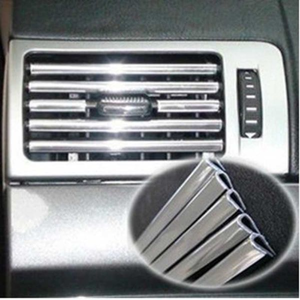 

10pcs silver car u style chrome strip rim cover air-conditioner grille speaker radio light trim interior decorative diy tool