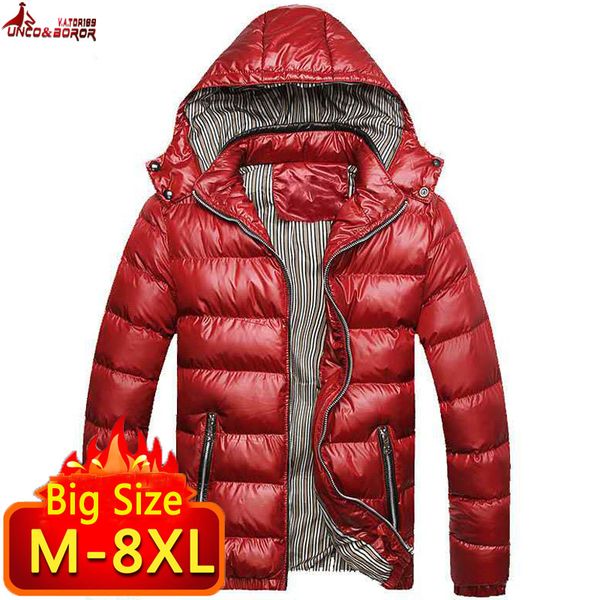 Novos homens jaqueta de inverno 6XL 7XL 8XL Casual Mens jaquetas e casacos Outwear algodão acolchoado Parka Men blusão com capuz masculino ClothesMX191012