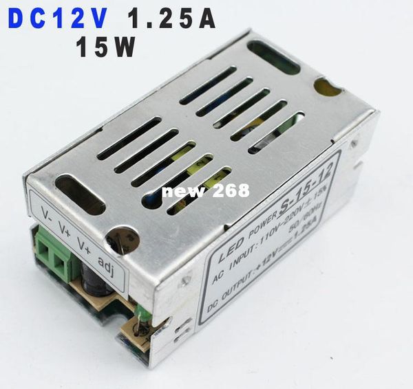 Freeshipping 12V DC15W Alimentatore interruttore 1.25A LED Driver Adattatore Trasformatore 220v 110v CA a CC SMPS per striscia LED LAMPADINA