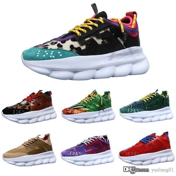 

2019 new luxury chain reaction brand mens designer shoes trainers casual ace shoes lightweight chain-linked rubber designer sneakers size 2#, Black