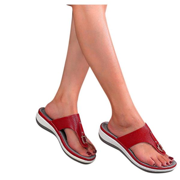 

women slippers beach sandals flip flop shoes woman wedges heel slip on ladies comfort flat-bottomed shoes summer sansals #j, Black