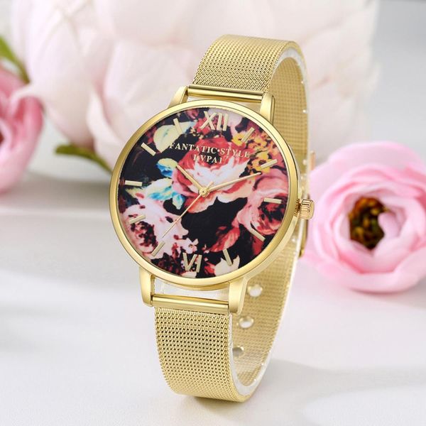 

lvpai new fashion women watches print analog watches women quartz wristwatch alloy mesh belt watch relogio masculino, Slivery;brown