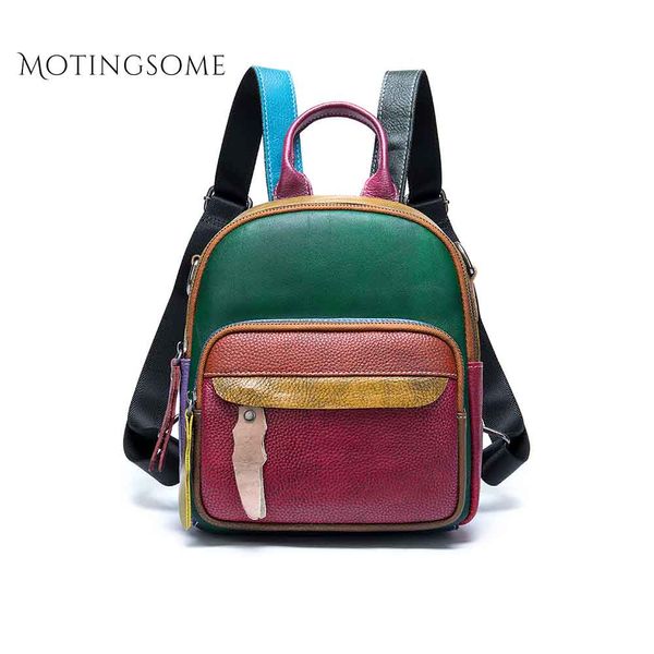

colorful patchwork women genuine leather backpack handmade cowhide leather backpacks fashion shopper bag luxury mochila 2019