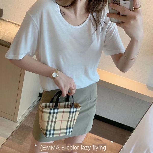 

emma8 color lazy man round collar short sleeve thin modal loose emma 8 color teller lazy teller breathable cool tellers, White