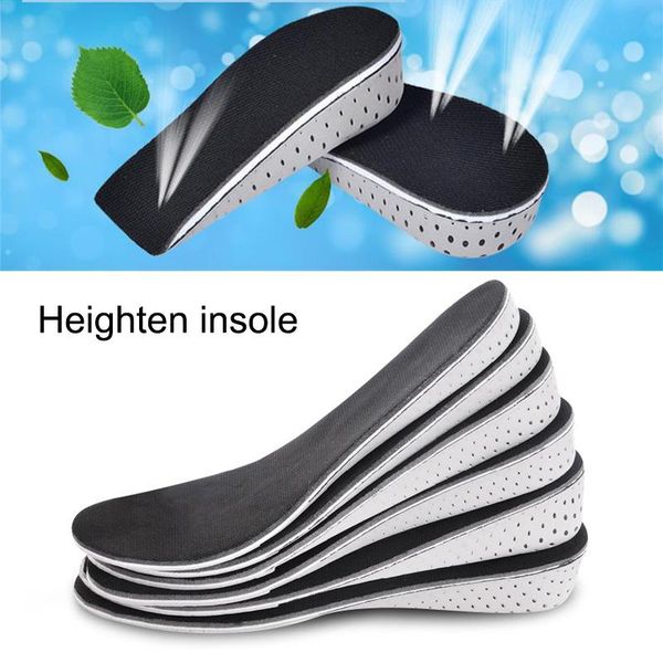 

1 pair women men height increase insoles breathable shockproof durable shoes pads lifts shoe pads elevator insoles for unisex, Black