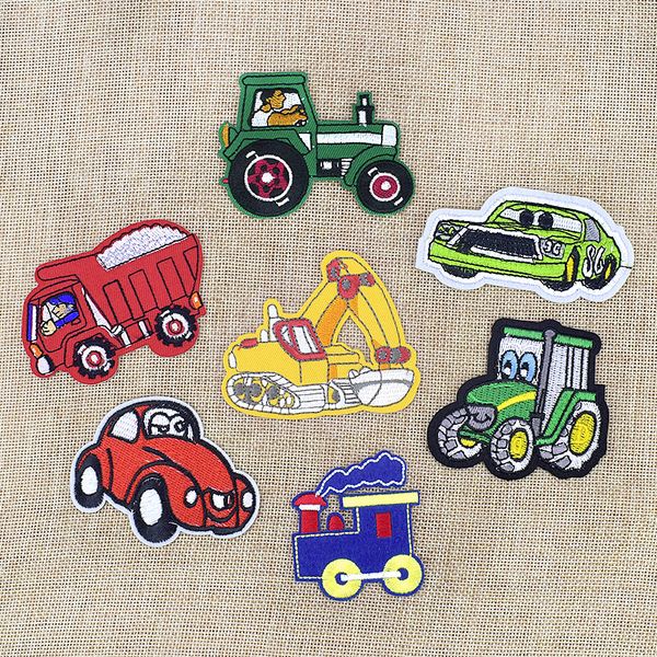 7 stücke Süße Auto Stickerei Patches für Kinder Teenager Kleidung Taschen Eisen auf Fahrzeug Stickerei Patch Für Jeansjacke DIY Geschenke Für Jungen