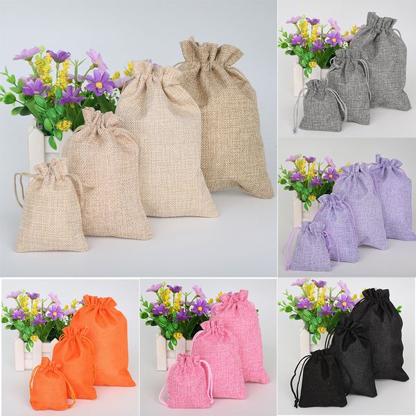 Vintage Natural Burlap Jute Gift Bags Candy Bags Wedding Favor