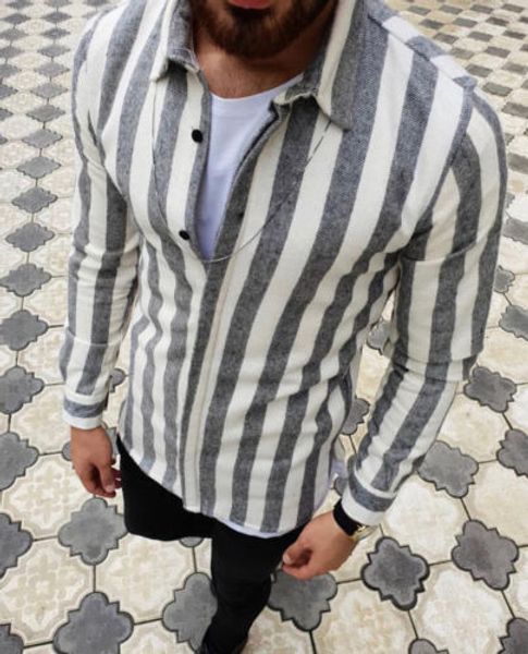 

shirt men 2019 new striped long sleeves mens shirts camisa masculina spring summer brand casual male shirt, White;black