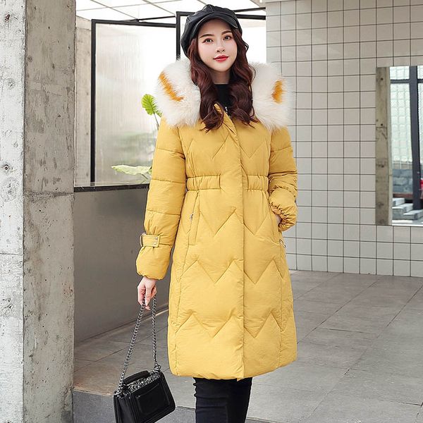 

winter parkas jackets 2020 new winter coats brand fashion fur hooded thick women's jacket women's long coat jacket parkas, Black