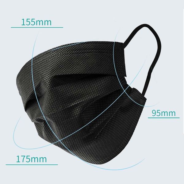 

100pcs black mask disposable non-woven 3 layers mouth masks anti-dust face cover flu prevent facial mask drop shipping