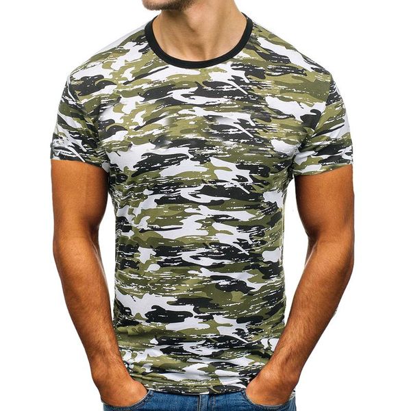 

the new summer 2020 men's european and american style camouflage t shirt fashion o collar short sleeve t shirt, White;black