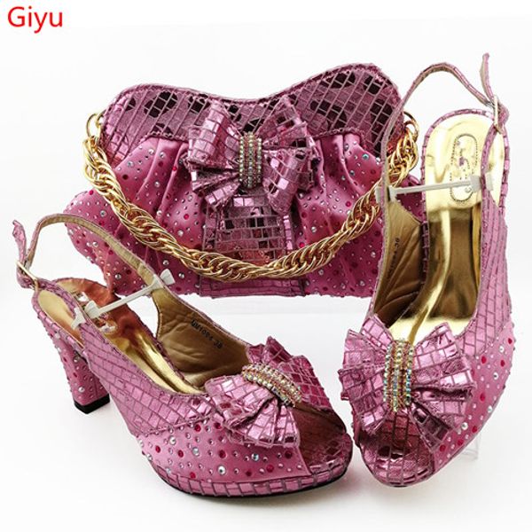 

doershow italian pink shoes and bags to match set nigerian shoes and matching bag african wedding bag sethbz1-13, Black