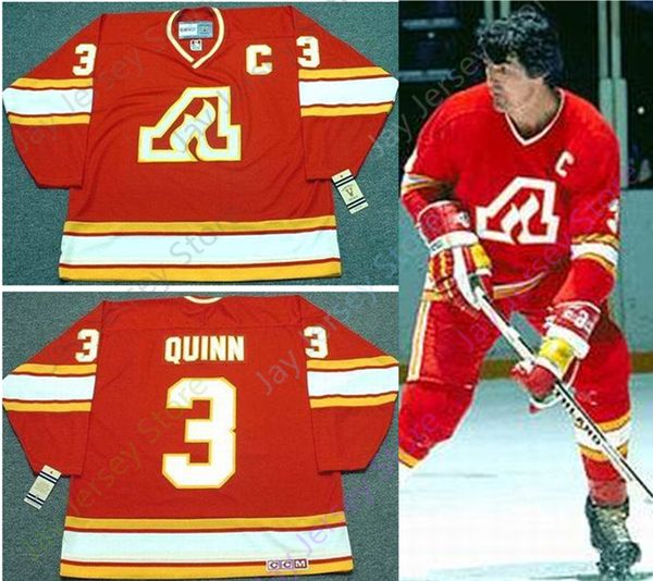 

Custom ATLANTA FLAMES PAT QUINN Atlanta Flames 1976 CCM Vintage Throwback Away Hockey Jersey