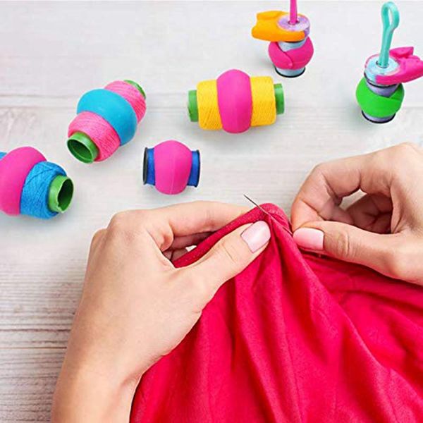 

72 pieces sewing and embroidery bobbins,bobbin holder clips peels thread spool huggers keeping bobbin thread under control for e, Black