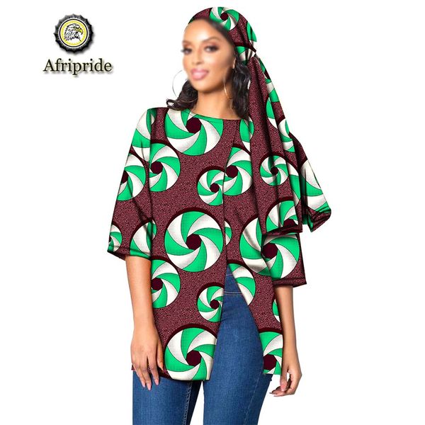 

2019 afripride африканская одежда для женщин с полурукавом с принтом дашики o-образным вырезом, повседневная куртка больших размеров с платк, Tan;black