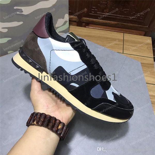 

new color camo suede studded camouflage rock runner sneaker shoes for women men stud casual luxury designer shoes sneakers chaussures, Black