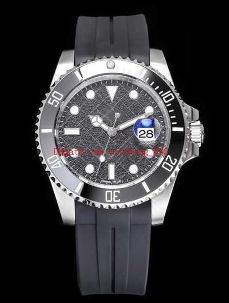 

5 style new 116610ln stainless black ceramic bezel 8215 movement 40mm rubber strap luminous automatic sports mens fashion watch, Slivery;brown