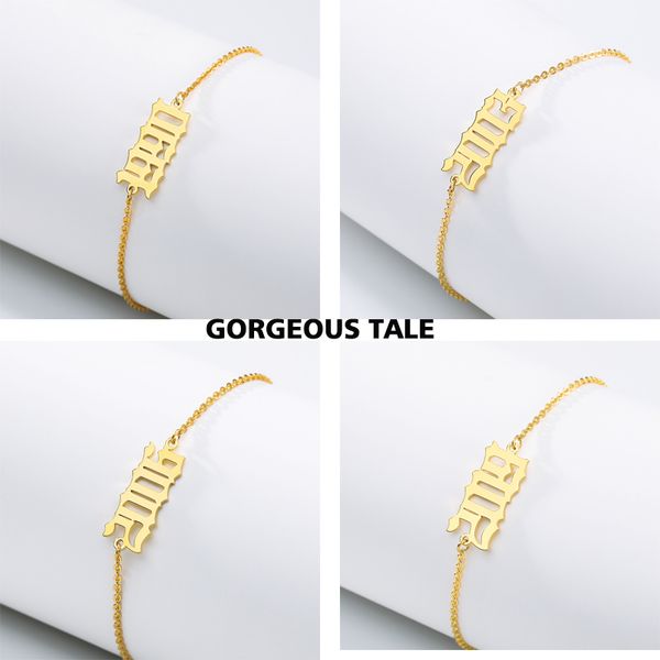 

old english number bracelet special date year 1990-2019 number bracelets for women custom jewelry birth year accesorios muje, Black