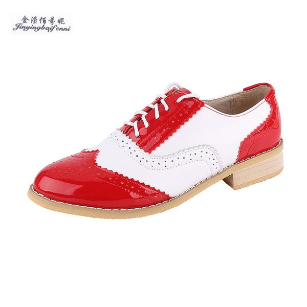 

plus size women brogue shoes flat platform autumn england ladies shoes oxfords 2019 cut-outs lace up casual female footwear, Black