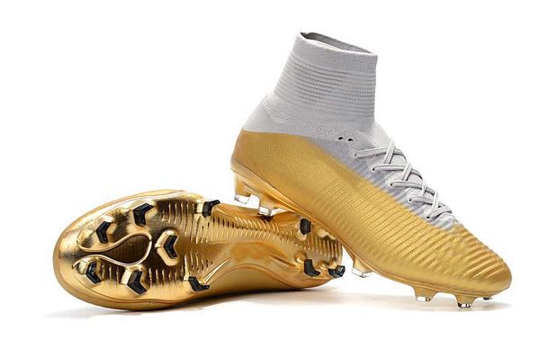 

mens/woman/kids football boots superfly v tf/ic/fg soccer shoes ronaldo cr7 fg white gold soccer cleat