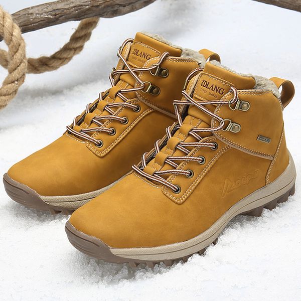

2019 new fashion men boots keep warm winter boots military ankle boots anti slip waterproof mountain shoes pu leather male shoes