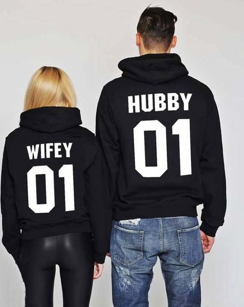 

sugarbaby hubby and wifey set of 2 couple sweatshirt hubby wifey couples hoodie pullover long sleeve fashion drop ship, Black