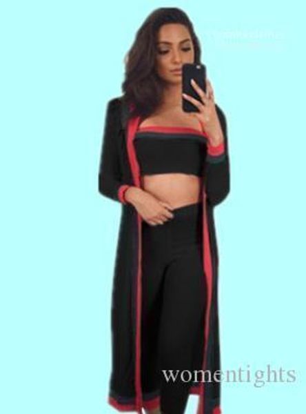 

cardigans strapless pants clothing set outfits women fall autumn suits 3pcs spring, Gray
