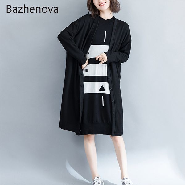 

bazhenova women loose coat girls carttoon printting casual cute long windbreaker woman autumn large size office ladies r070, Tan;black