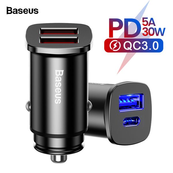 

baseus 30w car usb charger quick charge 4.0 3.0 mobile phone charger fast afc scp usb c pd quick car-charger for samsung huawei