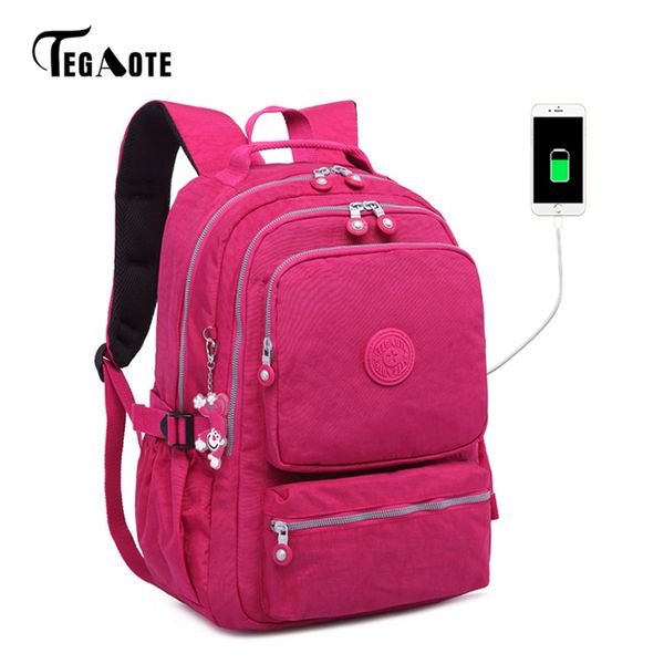 

tegaote женщины школа рюкзаки защиты от угона usb charge рюкзак mens ноутбука bagpack ранцы для девочек-подростков mochila travel cj191213