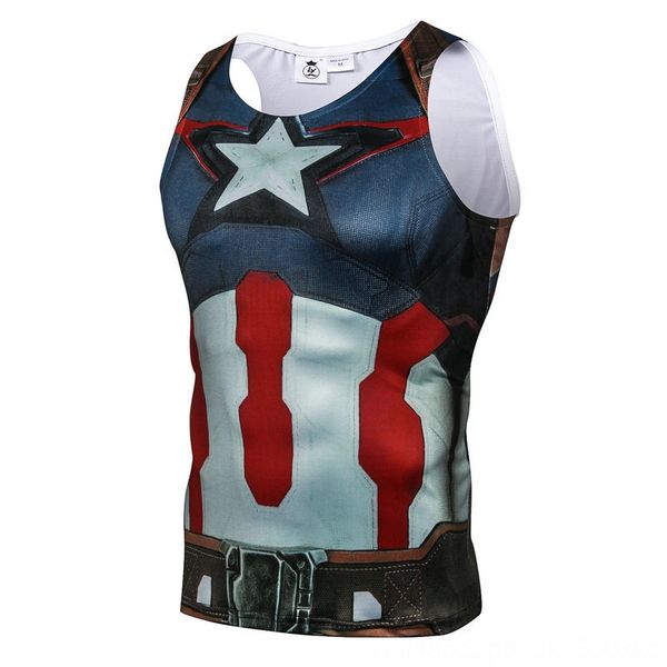 

new marvel hero captain usa creative personality 3d printing sleeveless running running wear athletic & outdoor apparel vests men's fit, Black;blue