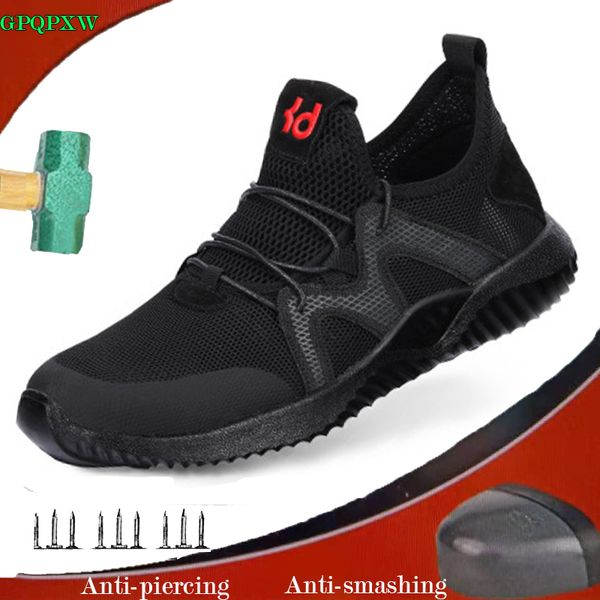 

summer men's labor insurance shoes anti-smashing anti-piercing safety shoes breathable wear non-slip comfortable work, Black