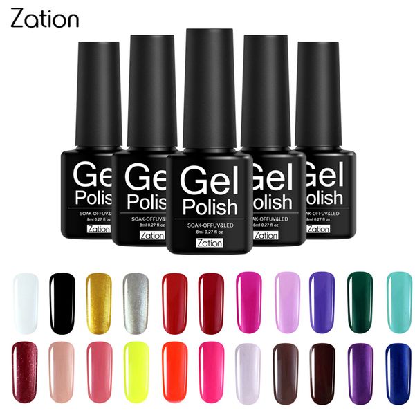 

zation gel semi-permanent 29 colors uv gel nail polish lacquer semi permanent pure color nail glue soak off hybrid varnish, Red;pink